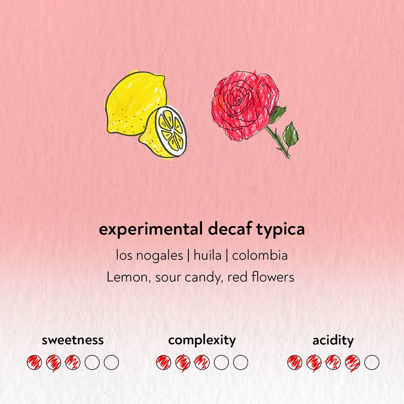 Card with lemon, red flower illustration and text on a pink background